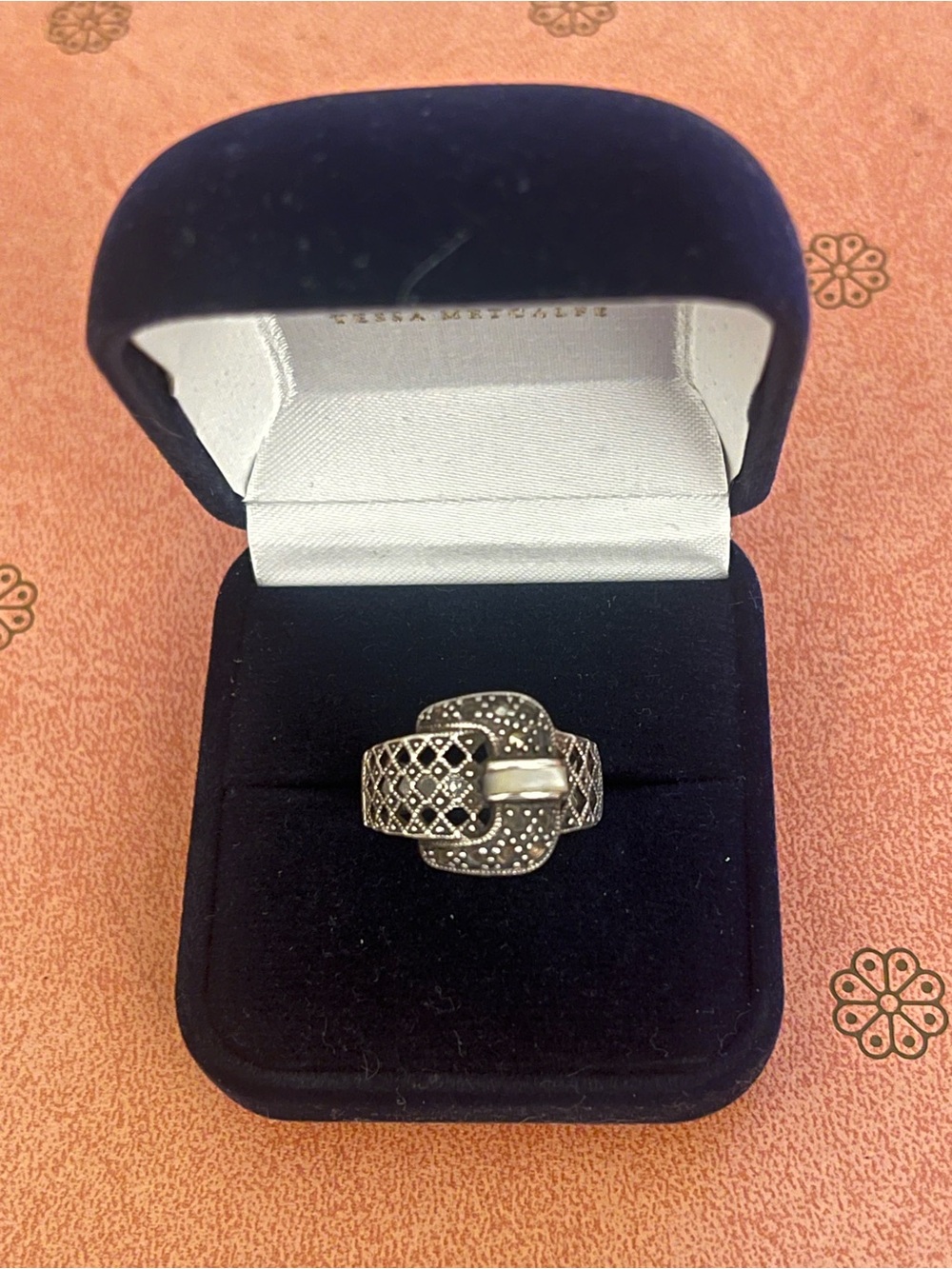 Vera Bradley Silver Filigree Buckle-Style Ring